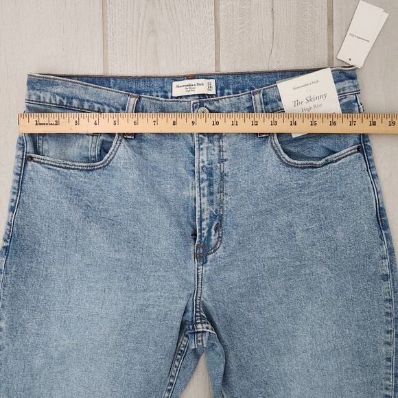 Abercrombie & Fitch High Rise The Skinny Size 32 14short Distressed Jeans Pants - Picture 4 of 8